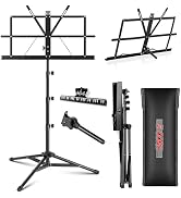 5 Core Sheet Music Stand 2 in 1 Dual Use Professional Portable Adjustable 27.6-67 Inch Folding Mu...
