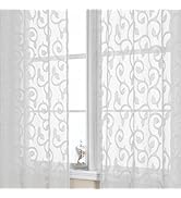 OWENIE Furman Sheer White Curtains 84 inches Long for Bedroom Living Room 2 Panels Set, White Cur...
