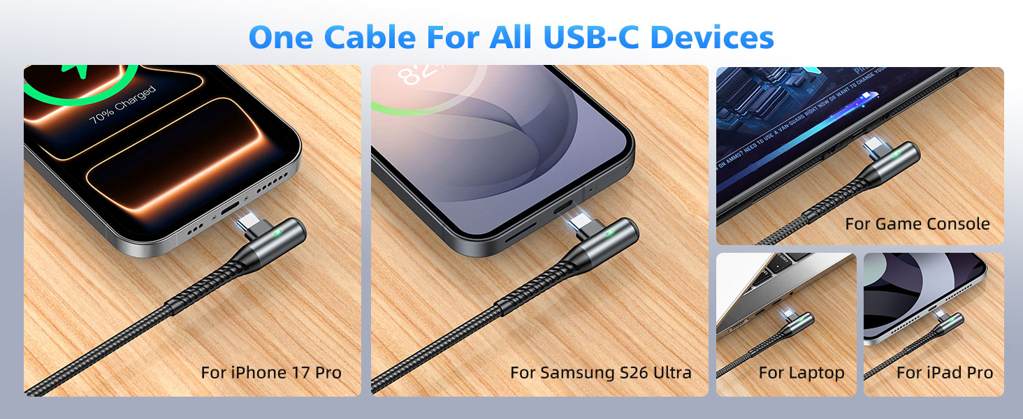 90 Degree USB C to USB C Dual Type C Cable