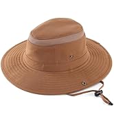 Home Prefer UPF 50+ Wide Brim Sun Hat Mesh Crown Foldable Cotton Bucket Cowboy Hat for Men Safari...