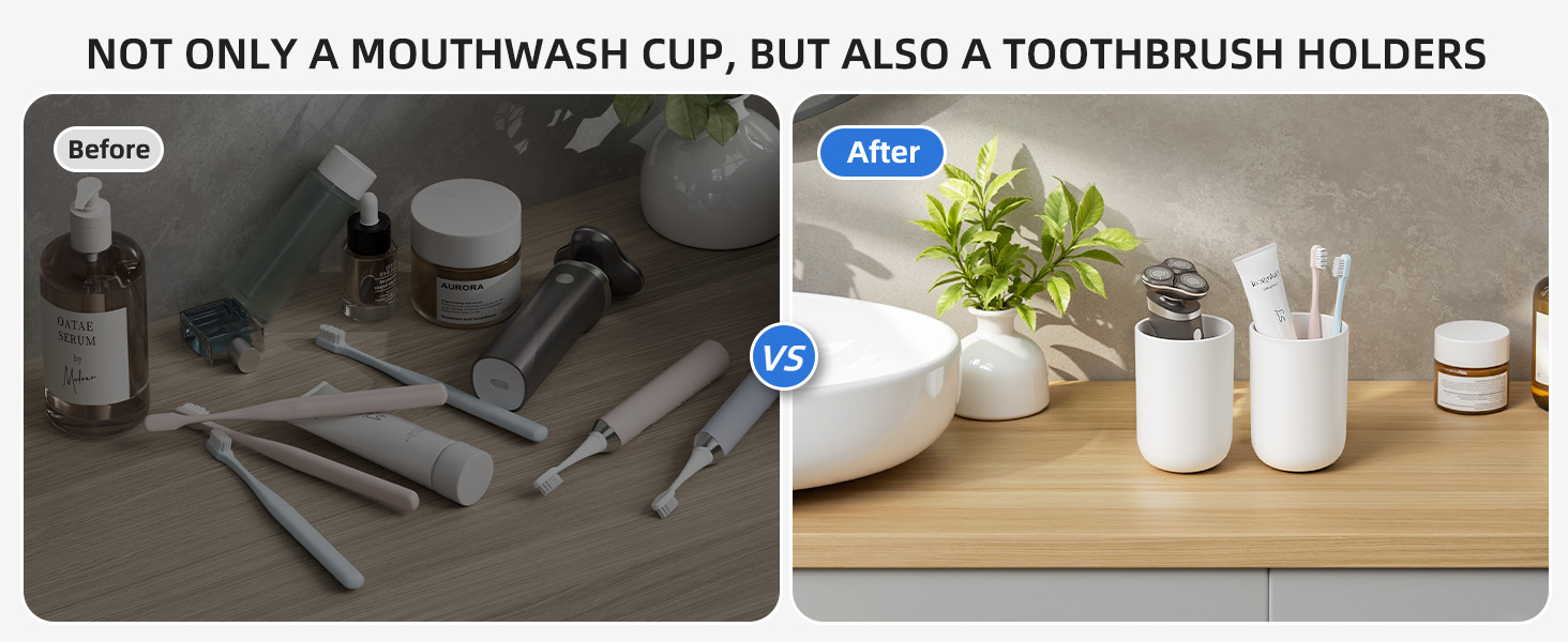 mouthwash cup and toothbrush holders
