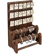 Ikee Design 18 Hooks and 2 Removable Bars Wood Jewelry Holder Organizer Stand, Earring Bracelet J...