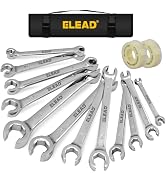 14-Piece Flare Nut Wrench Set with PTFE Tape, Metric & SAE 1/4"-7/8"& 6-21mm, Brake Line Wrench S...