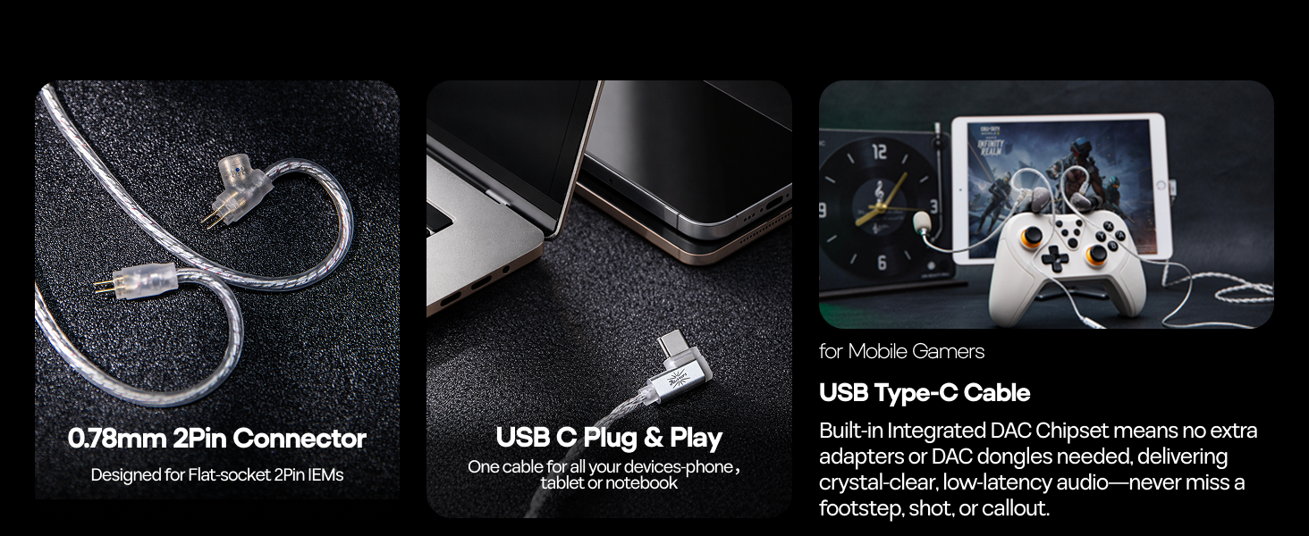 Kiwi Ears S-link IEM Cable with Boom Mic