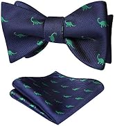 HISDERN Self Tie Bow Ties for Men Animal Fun Bowties Pocket Square Woven Silk Bowtie Handkerchief...