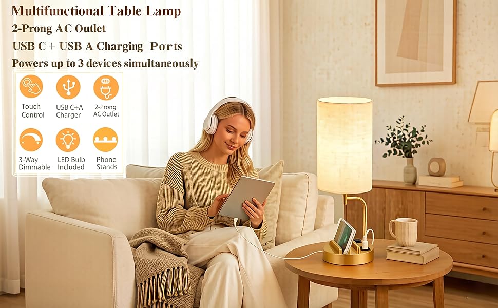touch control usb table lamp dimmable desk lamp nightstand lamp bedside lamp for bedroom