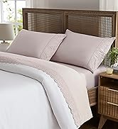 Weenmee Soft Microfiber Cristina Embroidery 4 Piece Sheet Set - Peach/Queen