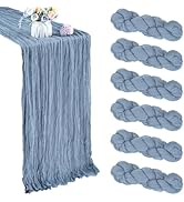 6 Pack Dusty Blue Cheesecloth Table Runner 35x120 Inch Gauze Rustic Boho Table Runner 10FT Cheese...