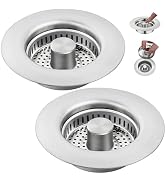 Stainless Steel Kitchen Sink Drain Strainer & Sink Stopper 3 in 1 Drain Plug with Anti-Clog Baske...