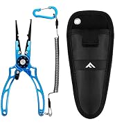 FLISSA Fishing Pliers, Safety Lock Design Fish Pliers Saltwater, Aluminum Hook Remover, Titanium ...