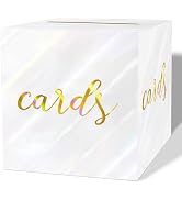SietDESEO Iridescent White Card Box for Party 9 x 9 Inch Gift Card Box Holder for Wedding Birthda...