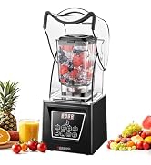 TERUISI Commercial Blender, 2200W 2.95 HP Professional Blender with Quiet PC Sound Enclosure, 70 ...