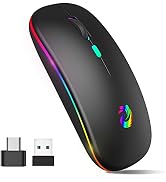 aMZCaSE LED Wireless Mouse, Rechargeable Slim Silent Mice 2.4G Portable Office Optical Mouse with...
