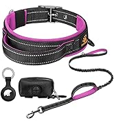 DAGANXI Dog Collar Adjustable Soft Neoprene Padded Breathable Reflective Strip Nylon Collar for S...