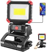 Tresda LED Rechargeable Work Light with Clamp, 2100LM Super Bright COB Magnetic Work Light with 3...