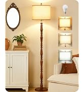 GOEBLESON 65" Oak Wood Floor Lamps for Living Room with Adjustable Color Temperatures, Farmhouse ...