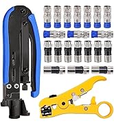 Taiss Coax Cable Crimper Tool Kit with 20 PCS F Style RG59 RG6 Compression connectors,Coaxial Cab...