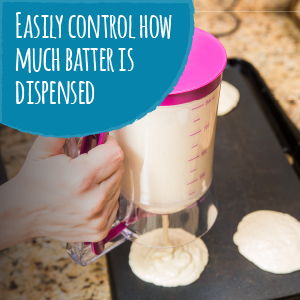 batter dispenser for pancakes, cupcakes, muffins, cake, donuts, waffles