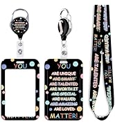 Inspirational Quotes ID Badge Holder Lanyard for ID Badge Keys Cute Retractable Badge Reel Clip f...
