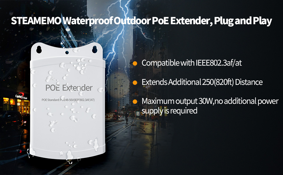 STEAMEMO Waterproof poe extender