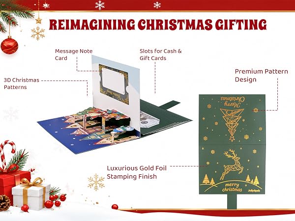 3D Pattern Pull-Out Christmas Money Holders for Cash