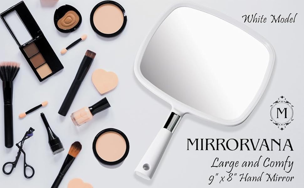 white hand mirror