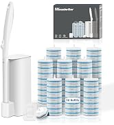 Disposable Toilet Brush with 70 Refills, Wall Mounted Toilet Bowl Cleaner Wand Kit and Holder, Ba...