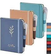 NIRMIRO 3 Pack Small Pocket Journaling Notebooks with Pen, A6 (3.7" x 5.7"), for Women/Men Work W...