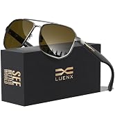 LUENX Aviator Sunglasses for Men Square Polarized Polygon Shades UV400 Sun Glasses with Accessories