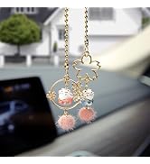 YGMONER Lucky Cat Car Interior Mirror Hanging Accessories Car Decor Mini Porcelain Maneki