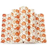 JarThenaAMCS 150 Pcs Fall Floral Pumpkin Wax Paper Orange Sandwich Wrap Paper Tissue Waterproof O...