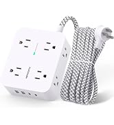 Surge Protector Power Strip - HANYCONY 8 Outlets 4 USB (2 USB C) Charging Ports, Multi Plug Outle...