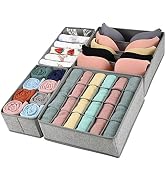 GOGOODA 4 Pcs Bra and Underwear Drawer Organizers Divider, Closet Socks Organizer and Storage Box...
