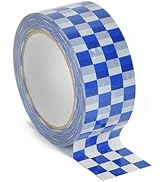 XiowDow Checkered Flag Tape 1 Rolls Packing Tape Blue White Decorative Checkerboard Pattern Packa...