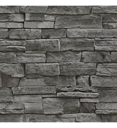 Abyssaly Dark Grey Stone Brick Wallpaper Peel and Stick Backsplash 17.71" X 118" Self-Adhesive Re...