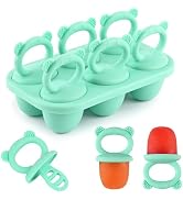 HUAKENER Mini Popsicle Molds, Silicone Popsicle Mold for Toddlers, 6-Cavity Ice Pop Molds with Ha...