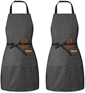 BeLuyi 2 Pack Adjustable Bib Apron with 2 Pockets Chef Cooking Kitchen Restaurant Aprons for Wome...
