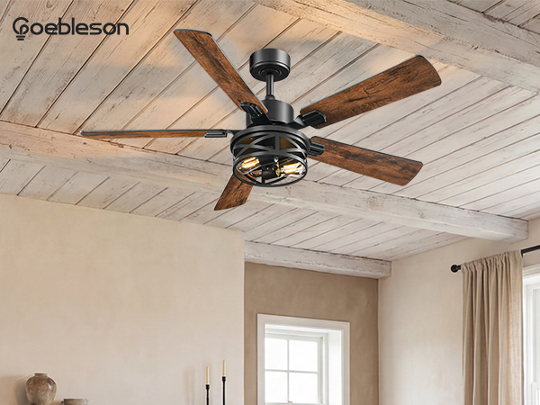 52 Inch Farmhouse Ceiling Fans with Lights and Remote Control