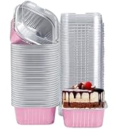 Eoonfirst 50pcs Mini Aluminum Foil Square Baking Cups, 5oz Disposable Ramekins Reusable Cupcake C...