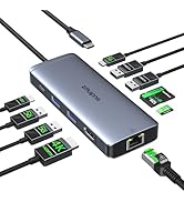 USB C Hub Multiport Adapter, 10 in 1 USBC to Ethernet Adapter with 4K HDMI, Ethernet Gigabit, 100...