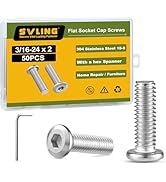 SVLING 3/16-24 x 2" Bolt, 50PCS Flat Head Hex Socket Cap Screws Bolts, 304 Stainless Steel 18-8, ...