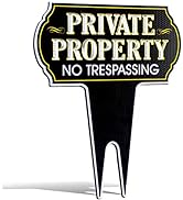 Signs Authority Metal Yard Sign -- Private Property No Trespassing Sign - Durable Heavy Duty Dibo...