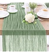1-Pack Sage Green Cheesecloth Table Runners – 10FT (35x120 Inch) Boho Rustic Gauze Fabric Cheese ...