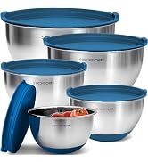 Priority Chef Premium Mixing Bowls With Airtight Lids Set, Thicker Stainless Steel Mixing Bowl Se...