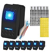 DaierTek UTV Car Rocker Toggle Switch 20A 12V Blue LED Lighted Waterproof Rocker Switch 5 Pin ON/...