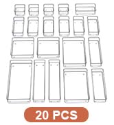 SMARTAKE 20-Piece Drawer Organizer with Non-Slip Silicone Pads, 7-Size Desk Drawer Organizer Tray...