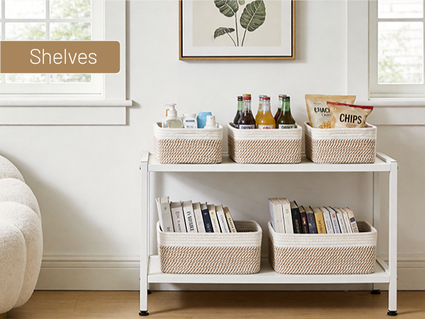 Small Woven Storage Baskets for Shelves