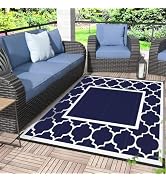 GENIMO 5' x 5' Outdoor Rug Waterproof for Patio Decor, Foldable Reversible Plastic Straw Area Rug...