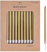 PHD CAKE 24-Count Gold Long Thin Metallic Birthday Candles, Cake Candles, Birthday Parties, Weddi...