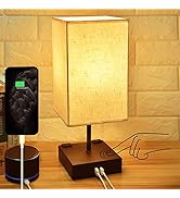3-Way Touch Control Dimmable Bedside Lamp,Hansang Modern Table Lamp with 2 USB Charging Ports,2 A...